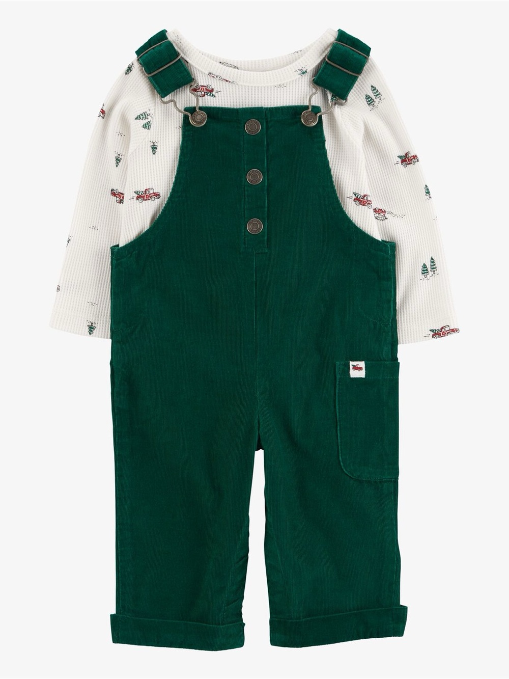 NWOT Carter’s Baby 2-Piece Holiday Thermal Tee & Corduroy Overalls Set 18m
